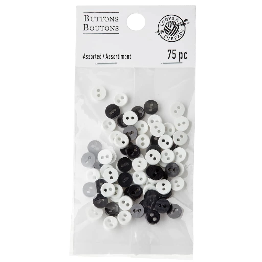 Hot Sale π Favorite Findings™ Mini Buttons, Black & White by Loops & Threads® π― - Image 3