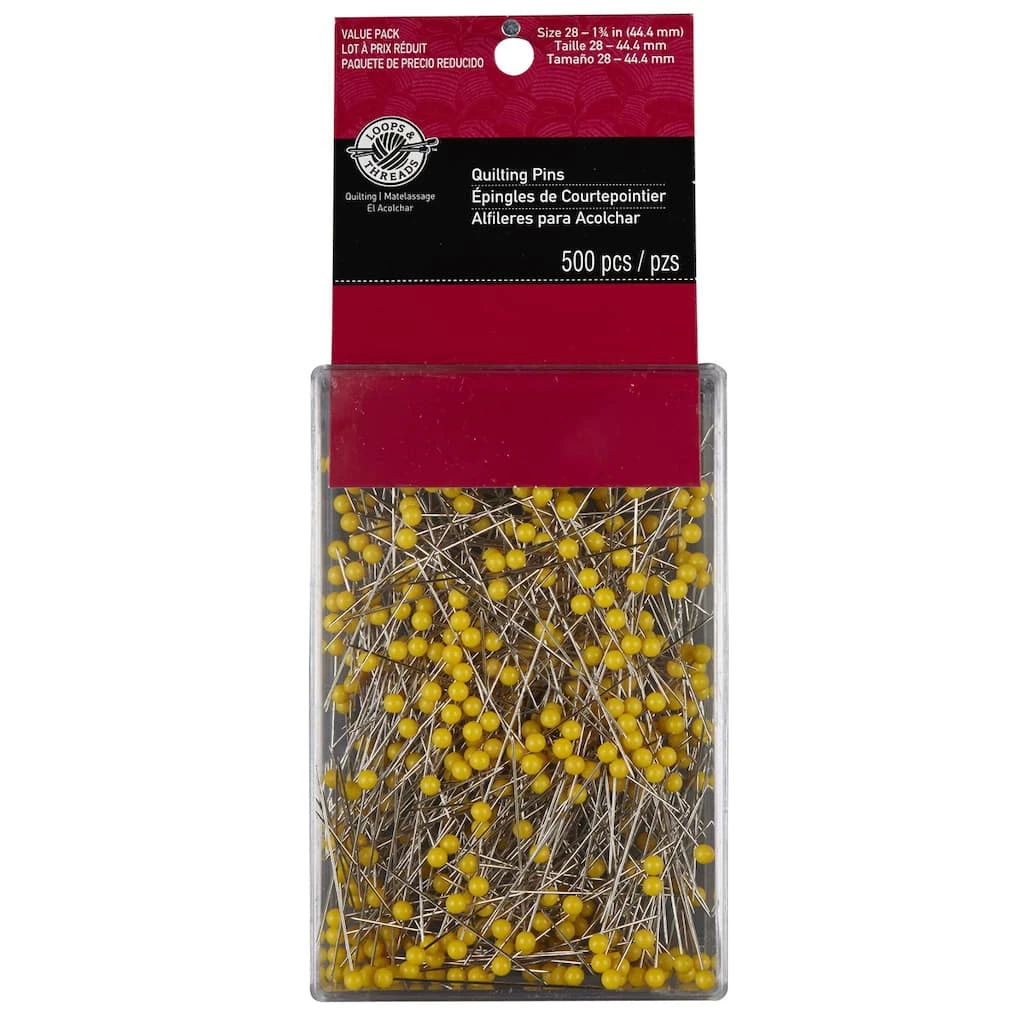 Best deal π 12 Packs: 500 ct. (6,000 total) 1.75" Yellow Ball Quilting Pins by Loops & Threads™ π - Image 3