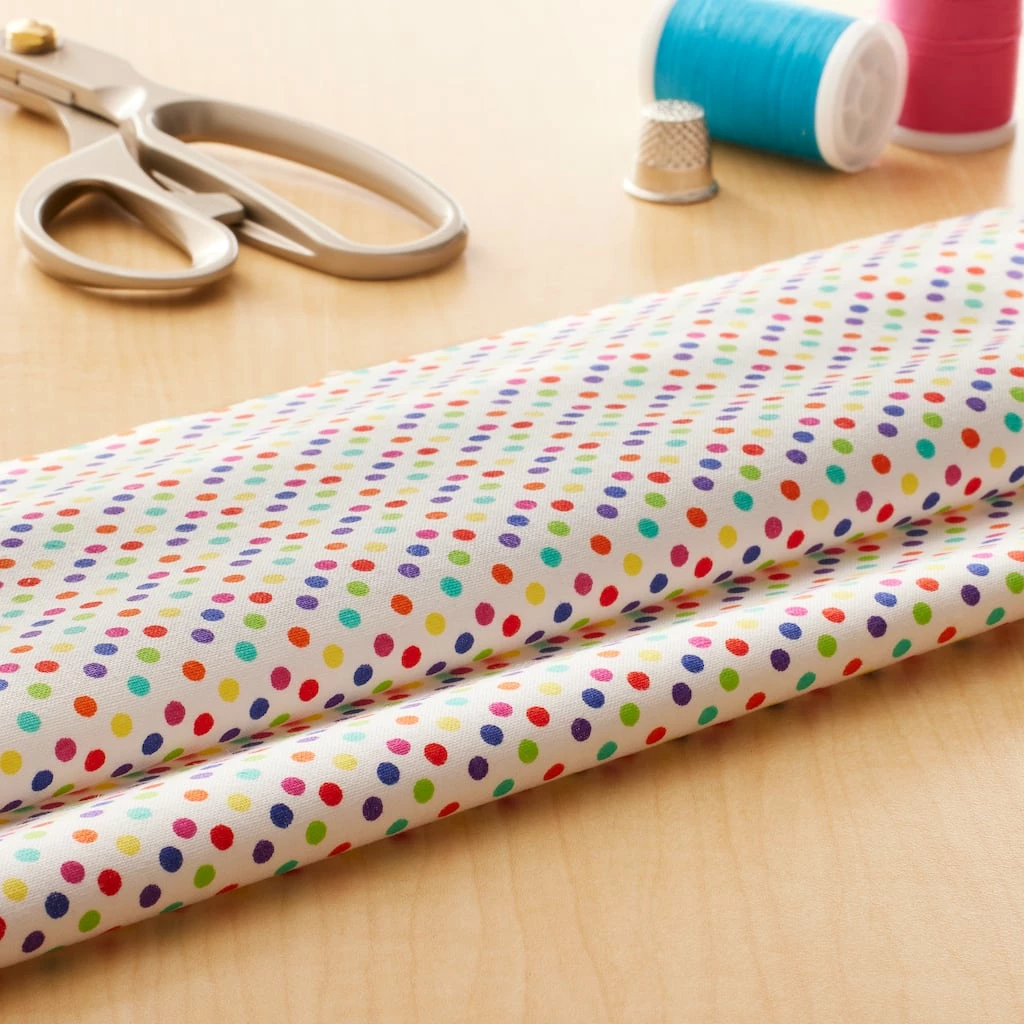 Discount π Multicolor Polka Dots Cotton Fabric by Loops & Threads® π€© - Image 2