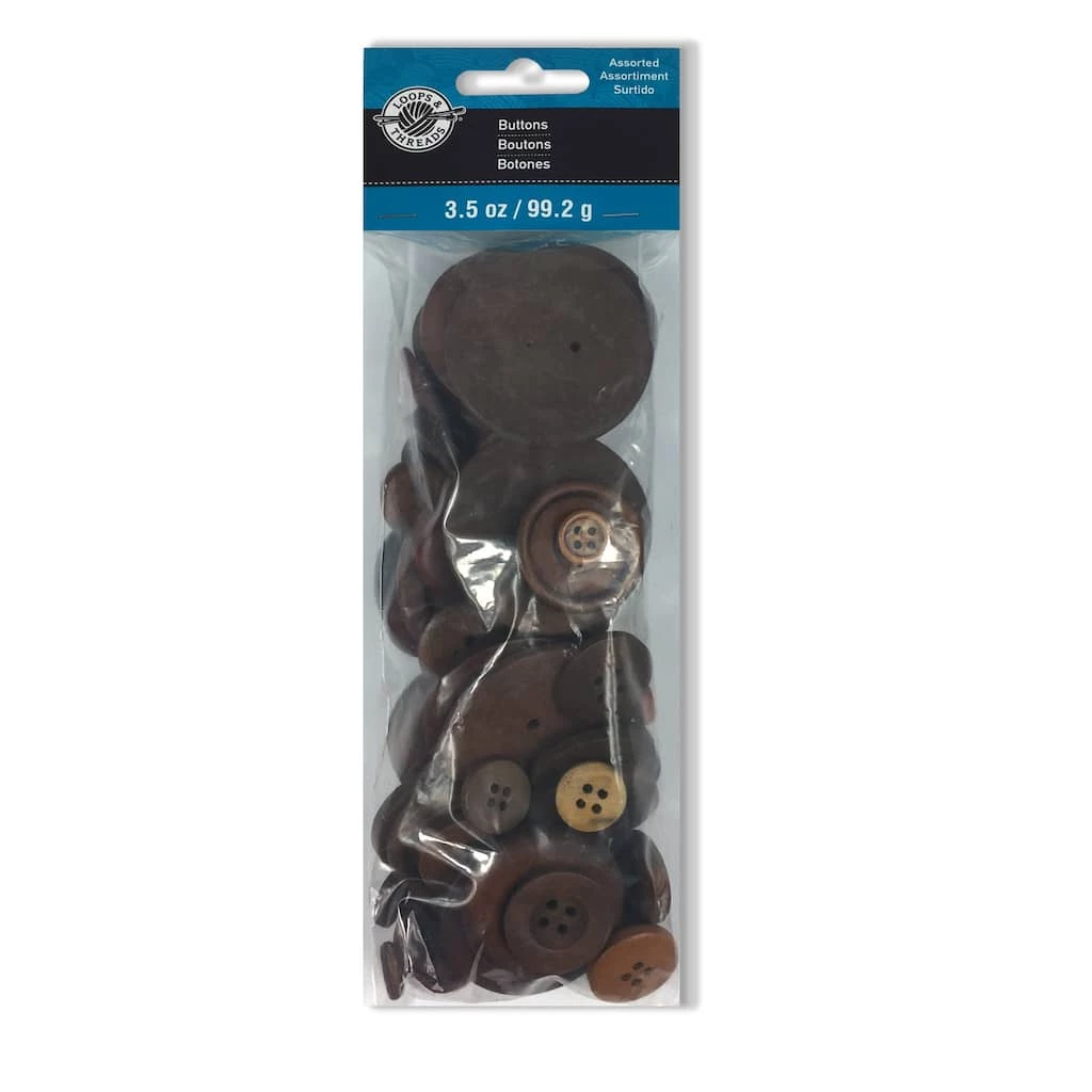 Flash Sale β 12 Pack: Brown Wooden Buttons Set by Loops & Threads® π