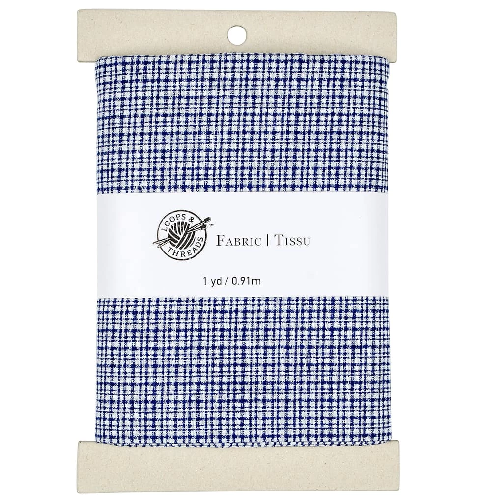 Wholesale π Navy & White Plaid Cotton Fabric Bundle by Loops & Threads™ π€©