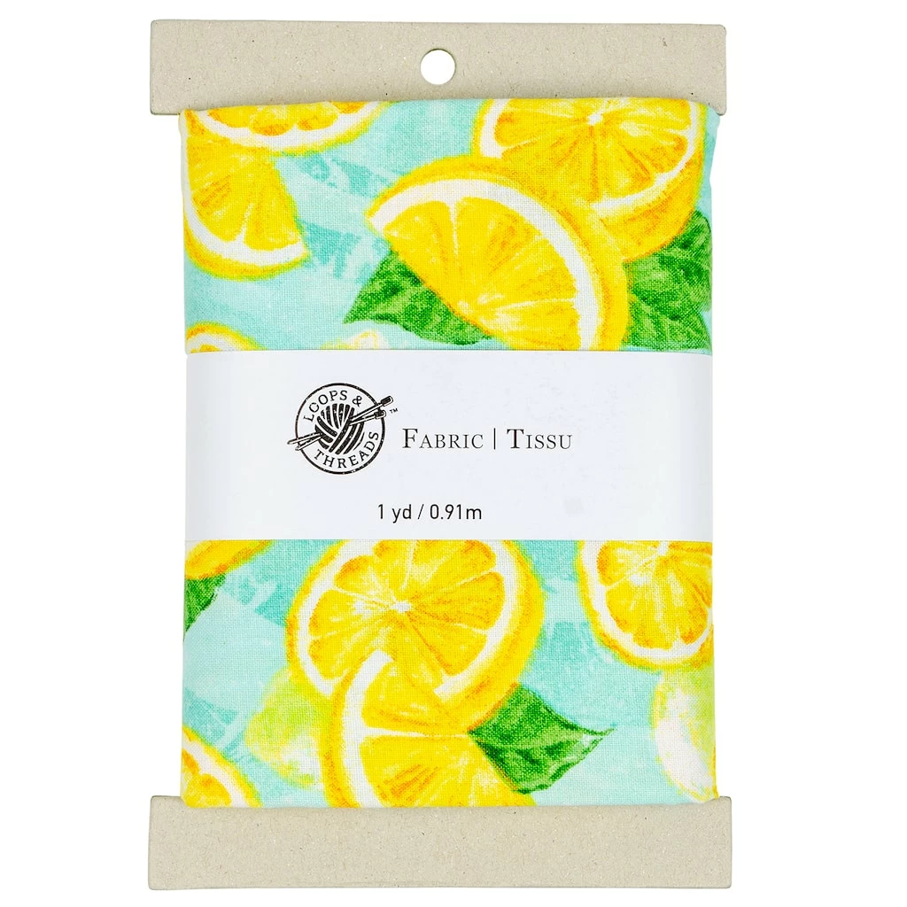 Budget π― Blue & Yellow Lemon Cotton Fabric Bundle by Loops & Threads™ βοΈ