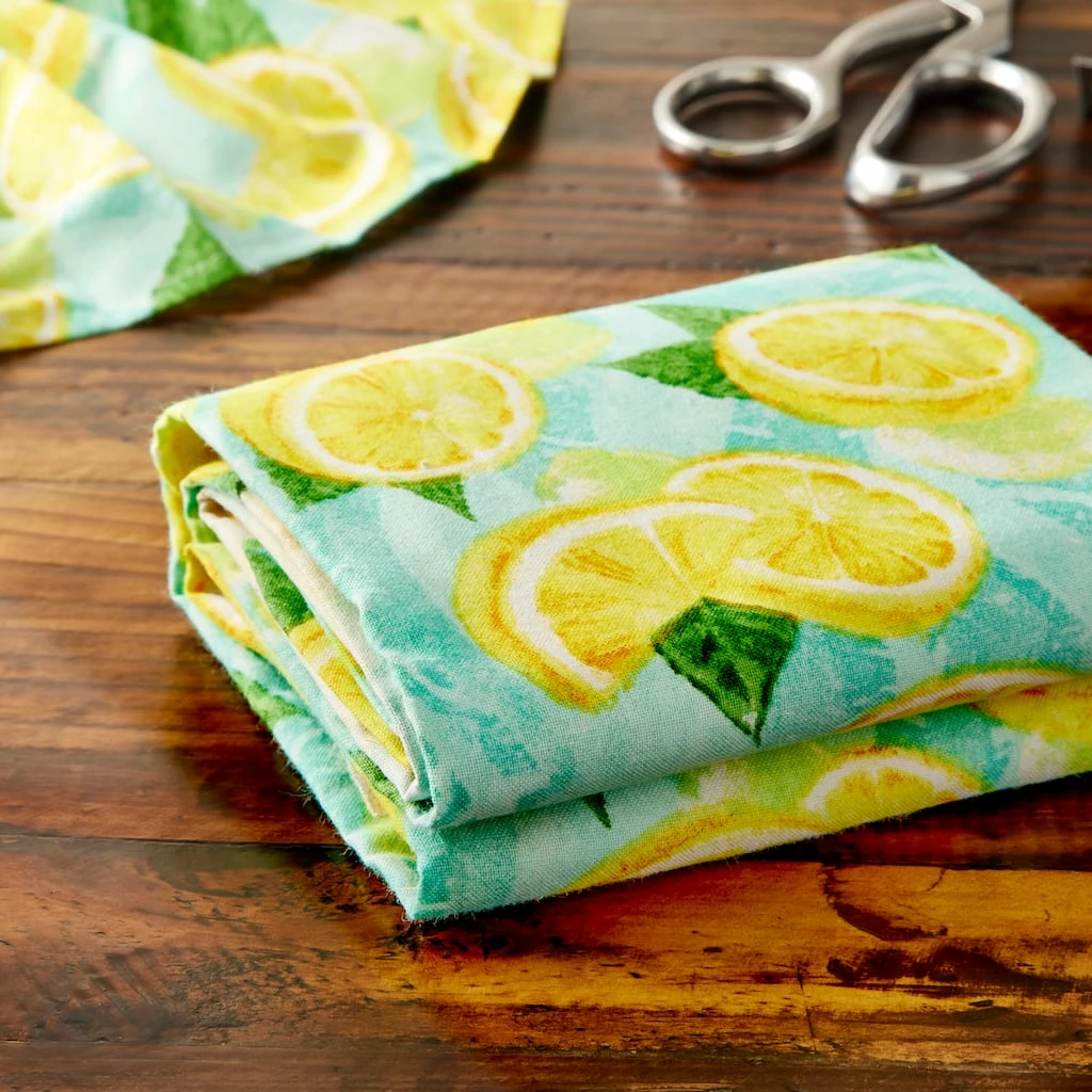 Budget π― Blue & Yellow Lemon Cotton Fabric Bundle by Loops & Threads™ βοΈ - Image 2