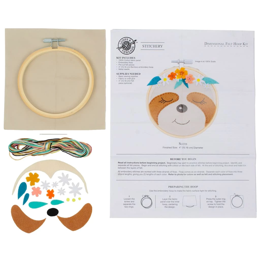 New π Sloth Felt Hoop Kit by Loops & Threads™ π - Image 4