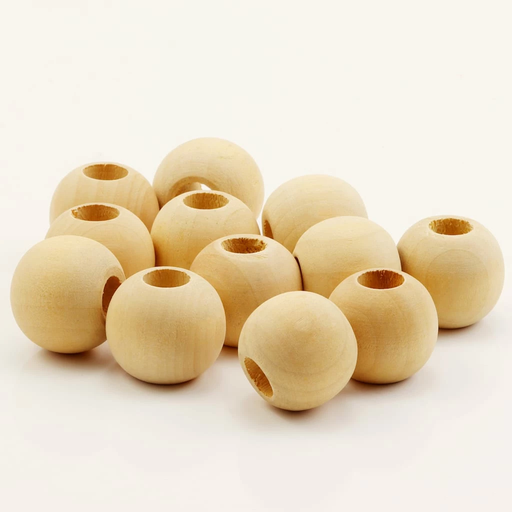 Brand new β¨ 12 Packs: 12 ct. (144 total) Natural Wood Round Beads, 25mm by Loops & Threads® π - Image 3