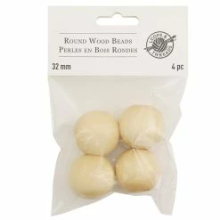 Wholesale 𧨠12 Packs: 4 ct. (48 total) Natural Wood Round Beads 32mm by Loops & Threads® β€οΈ