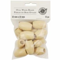 Coupon π 12 Packs: 12 ct. (144 total) Natural Wood Oval Beads, 32mm by Loops & Threads® π