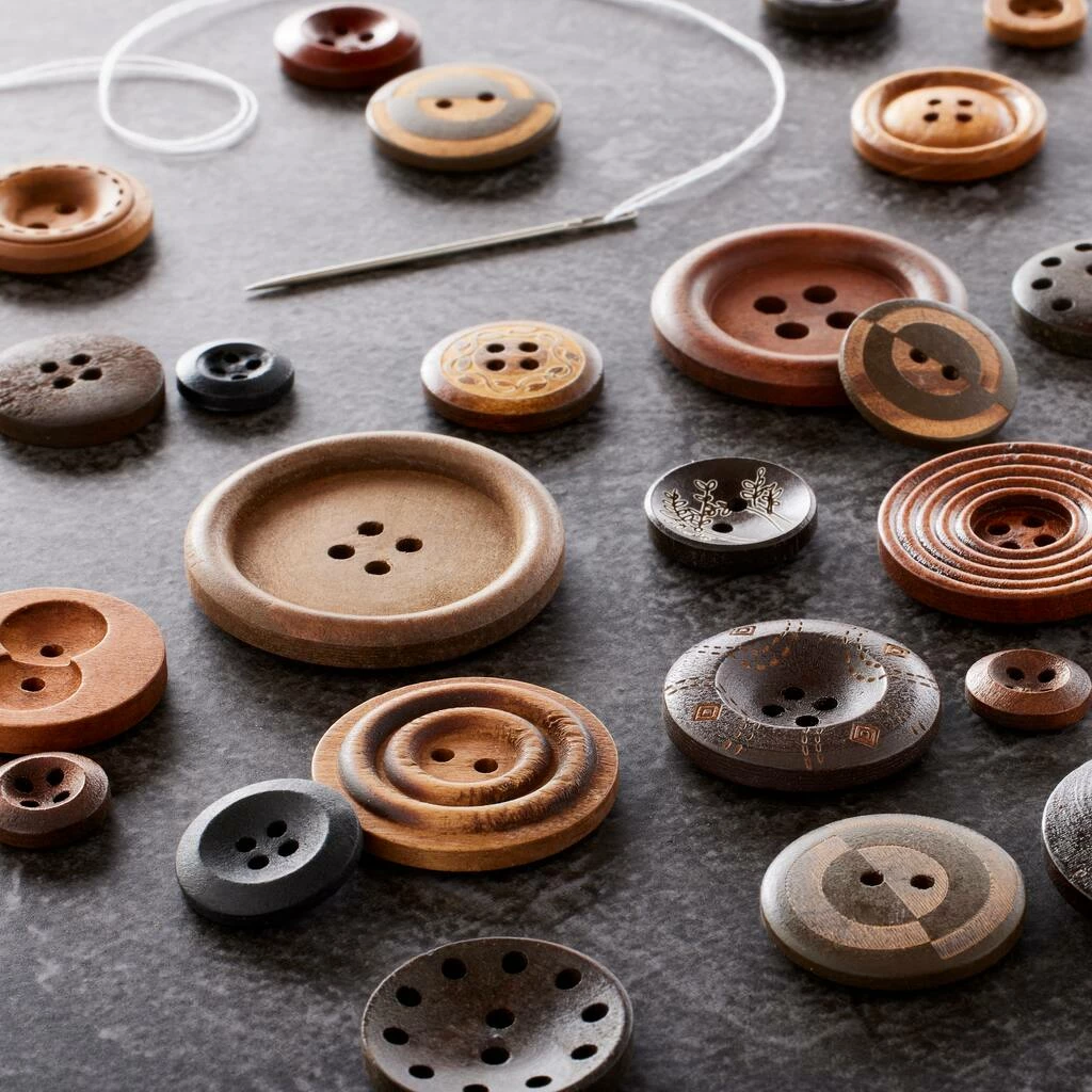 Flash Sale β 12 Pack: Brown Wooden Buttons Set by Loops & Threads® π - Image 2